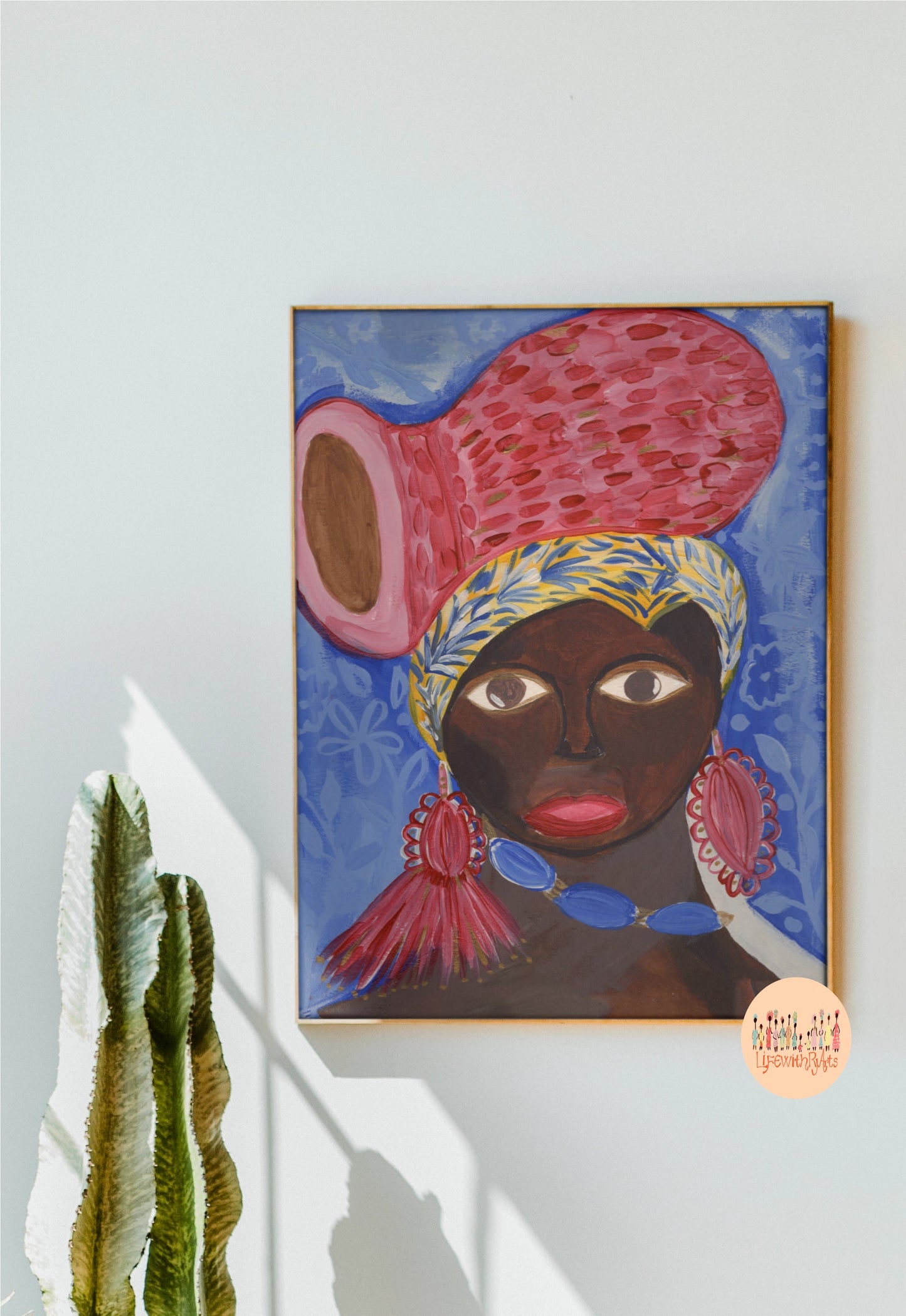 The Vessel Bearer – Original Afro-Caribbean Painting by Rashida (Framed 11x14)