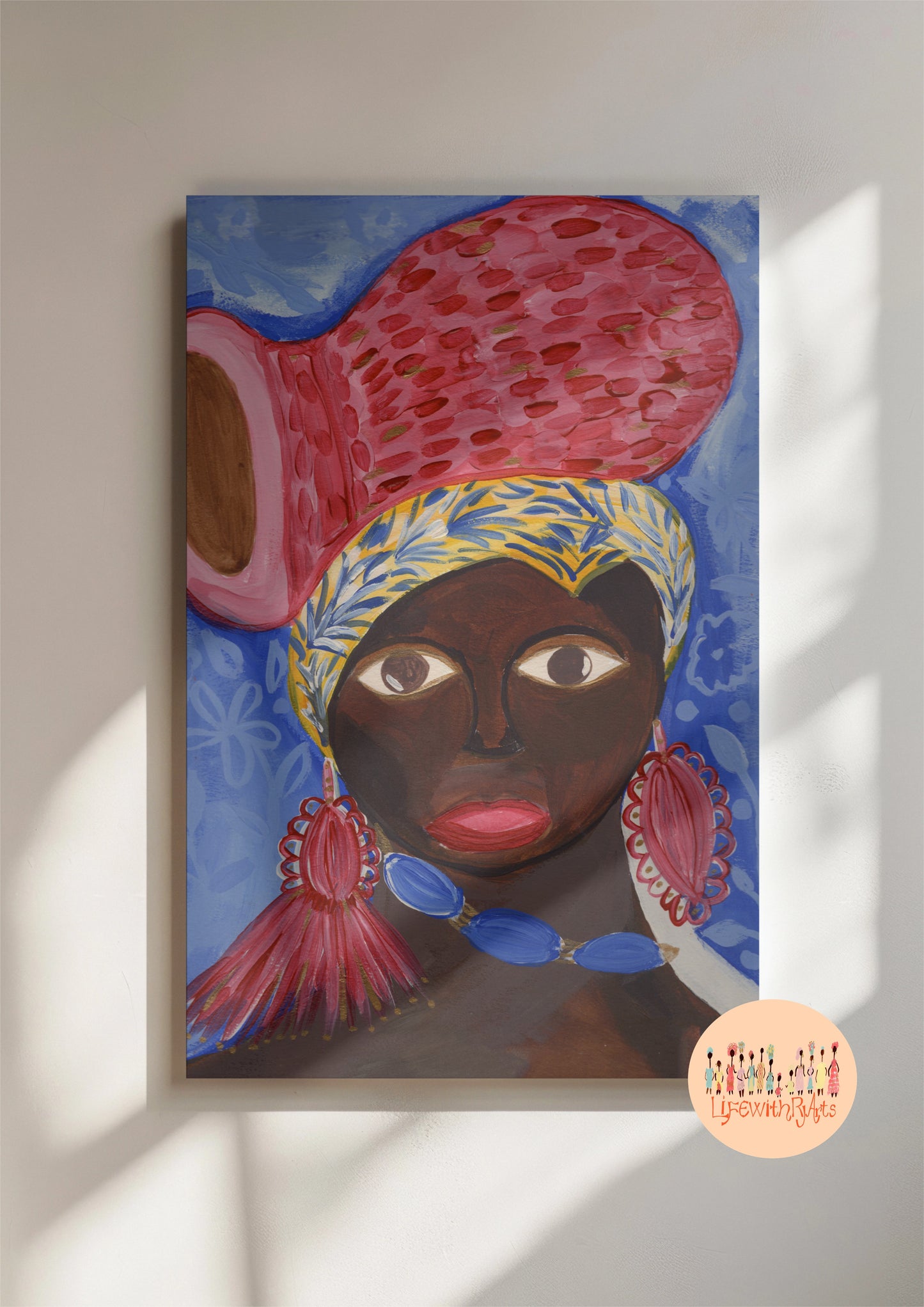 The Vessel Bearer – Original Afro-Caribbean Painting by Rashida (Framed 11x14)