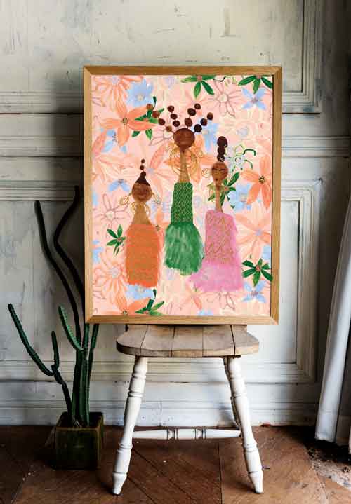 Prints for Living Room | Three Ladies Floral Wall Art Print