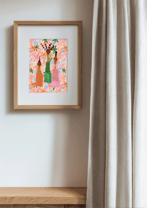 Prints for Living Room | Three Ladies Floral Wall Art Print