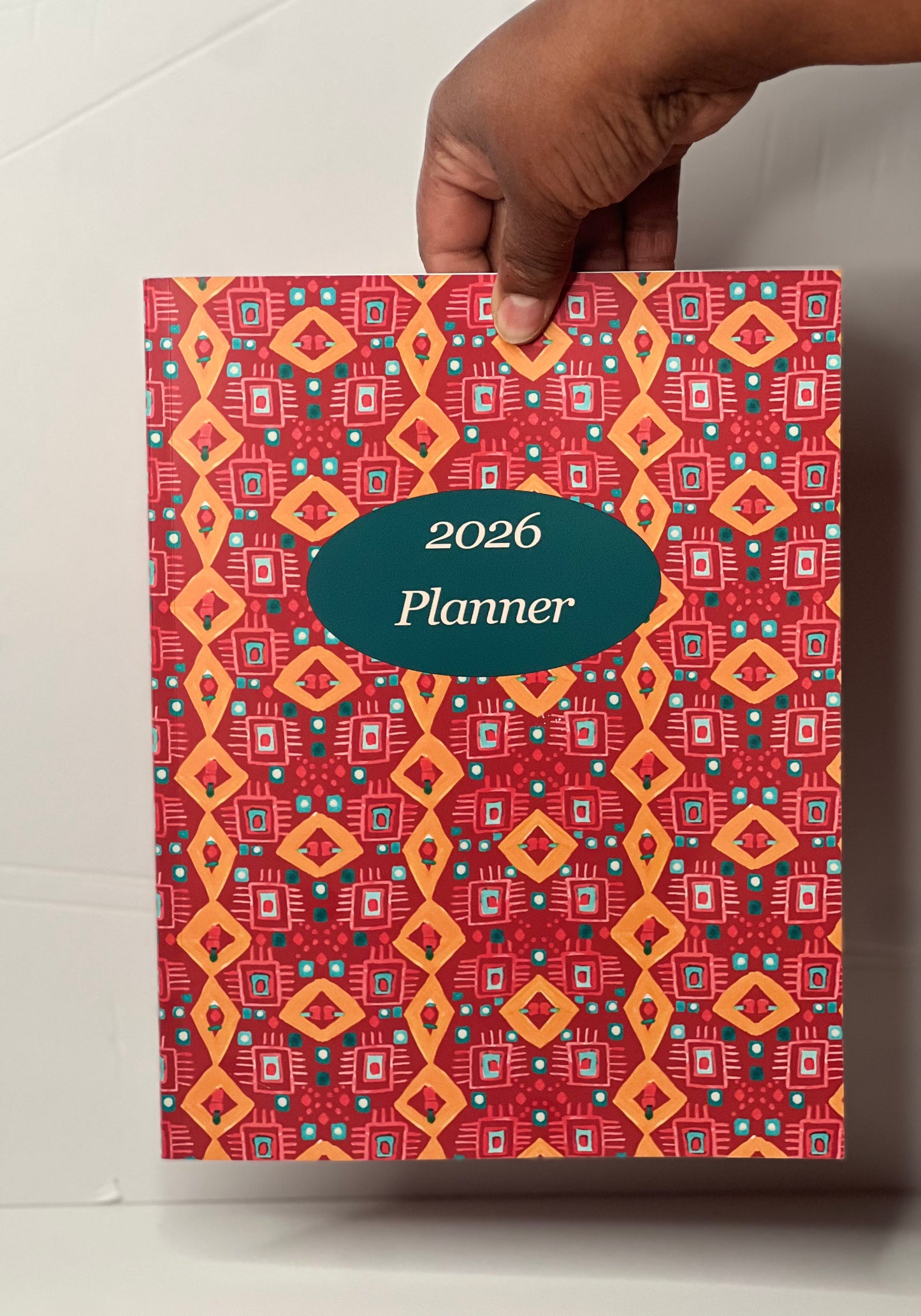 2026 planner with geometric pattern hand-painted designs.