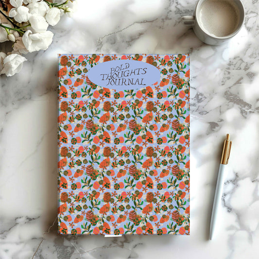 Bold Thoughts Blue Botanical Writing Journal